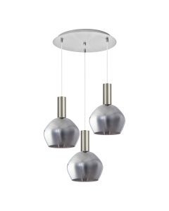 SE21-NM-4-GL2-3NM ADEPT TUBE Nickel Matt Pendant Smoked Glass+ HOMELIGHTING 77-8403