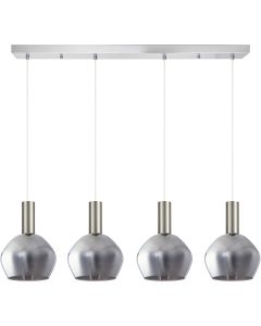 SE21-NM-4-GL2-4NM ADEPT TUBE Nickel Matt Pendant Smoked Glass+ HOMELIGHTING 77-8405