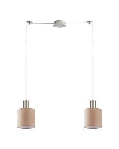 SE21-NM-4-NM2-SH3 ADEPT TUBE Nickel Matt Pendant Brown Fabric Shade+ HOMELIGHTING 77-8431