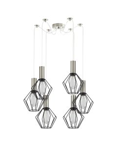 SE21-NM-4-NM6-GR1 ADEPT TUBE Nickel Matt Pendant Black Metal Grid+ HOMELIGHTING 77-8436