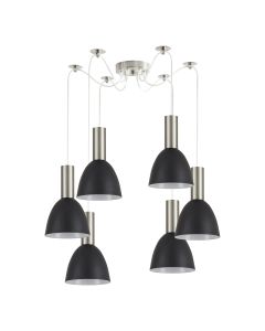 SE21-NM-4-NM6-MS2 ADEPT TUBE Nickel Matt Pendant Black Metal Shade+ HOMELIGHTING 77-8457