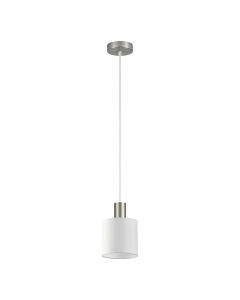 SE21-NM-4-SH1 ADEPT TUBE Nickel Matt Pendant White Fabric Shade+ HOMELIGHTING 77-8414