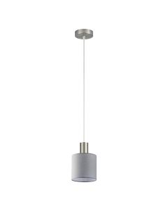 SE21-NM-4-SH2 ADEPT TUBE Nickel Matt Pendant Grey Fabric Shade+ HOMELIGHTING 77-8421