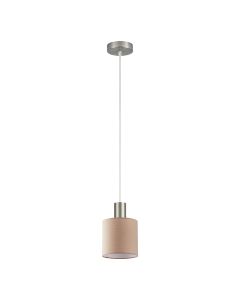 SE21-NM-4-SH3 ADEPT TUBE Nickel Matt Pendant Brown Fabric Shade+ HOMELIGHTING 77-8428