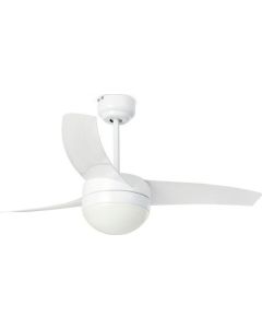 Ανεμιστήρας Οροφής Ø105cm με Φωτισμό,Τηλεχειριστήριο,3 Πτερύγια  Λευκό Ατσάλι-Abs, Γυαλί Οπαλίνα Faro Easy 33415
