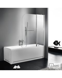 Διαχωριστικό δίπτυχο μπανιέρας 120εκ. ύψους 140εκ. με λαβή πετσετοκρεμάστρα, AXIS Clear Chrome XG1200T-100