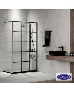 Διαχωριστικό κρύσταλλο ντουζιέρας IWIS Walk-in 120 ρυθμιζόμενo από 117 έως 119εκ., Devon Clean Glass Decor Black Matt IW120DC-400