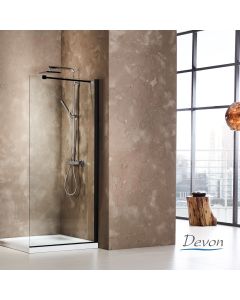 Διαχωριστικό κρύσταλλο ντουζιέρας Walk-in 90 ρυθμιζόμενo από 87 έως 89εκ. ύψους 185, Devon Clean Glass Black Matt WD90C-400