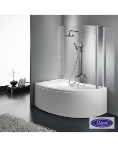 Διαχωριστικό κυρτό δίπτυχο μπανιέρας 120εκ. ύψους 140εκ., Devon Primus-Plus Clear Chrome DGC1200T-100