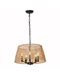 Κρεμαστό Φωτιστικό 49xH110cm 5xE14 800lm Σκελετός Μαύρο Μέταλλο-Καπέλο Paper Fest Φυσικό Sun Light ANTICO-5-Y