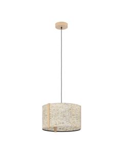 Κρεμαστό Φωτιστικό D40xH150cm Ξύλο-Ατσάλι Μονόφωτο 1xE27 Eglo Hontongas 390323