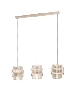 Κρεμαστό Φωτιστικό L91xH150cm Τρίφωτη Ράγα 3xE27 Αμμώδες Eglo Oltamar 390147