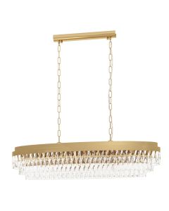 Κρεμαστό Φωτιστικό Πολύφωτο Χρυσαφί με Κρύσταλλα L115xH110cm 13xE14 Eglo Valparaiso 39463
