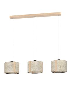 Κρεμαστό Φωτιστικό  Ράγα L110xH150cm Ξύλο-Ατσάλι Τρίφωτο 3xE27 Eglo Hontongas 390324