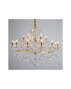 Κρεμαστό φωτιστικό από χρυσό μέταλλο γυαλί και κρύσταλλα 18XE14 D:95cm 5244-12+6-Χρυσό