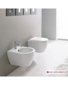 Λεκάνη Κρεμαστή MOON/45 Clean-Flush με κάλυμμα Slim Soft Close, Scarabeo White 552400C-300