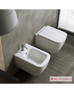 Λεκάνη Κρεμαστή TEOREMA/52 Clean-Flush με κάλυμμα Slim Soft Close, Scarabeo Pearl (White Matt) 512600SC-301