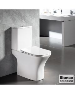 Λεκάνη Χαμηλής Πίεσης Κατωστόμια DELIA/65 Rimless με κάλυμμα Slim Soft Close 9500SC, Bianco Ceramica White SDL12000SC-300