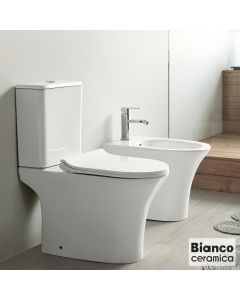 Λεκάνη Χαμηλής Πίεσης Πισωστόμια AIDA/65 Rimless με κάλυμμα Slim Soft Close 9620SC, Bianco Ceramica White AD12000SC-300