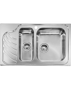 Νεροχύτης Ανοξείδωτος Λείος 86*51 εκ. Ένθετος Ερμάριο 80 εκ.με Ποδιά Αριστερά Sanitec Eureca 11754-2VR