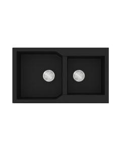 Νεροχύτης Κουζίνας 2 Γούρνες 86x50cm Ένθετος Ερμάριο 90cm Sanitec Ultra Granite 804-33-Nero