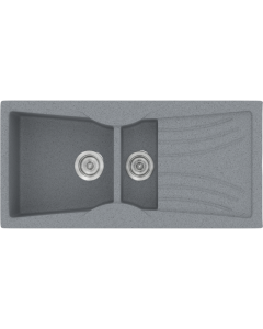 Νεροχύτης Κουζίνας Συνθετικός 104x51cm Ένθετος Eρμάριο 70cm Sanitec Classic 329-17-Metallic-Silver