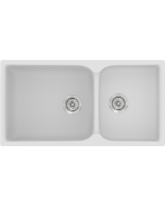 Νεροχύτης Κουζίνας Συνθετικός 92x51cm 2 Γούρνες Ένθετος Eρμάριο 100 εκ.Sanitec 307-00-white