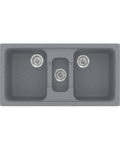 Νεροχύτης Κουζίνας Συνθετικός 97x51εκ. Ένθετος σε ερμάριο 100 εκ.Χρώμα Metallic Silver Sanitec Classic 325-17