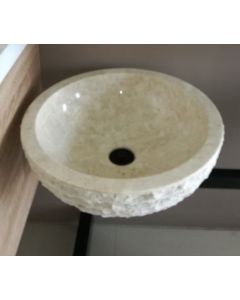 Νιπτήρας Πέτρινος Επιτραπέζιος Μπεζ  Ø40*15cm Bati Meteor Beige 