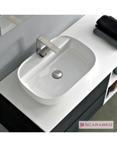 Νιπτήρας Πορσελάνης Glam56/R 56x38 (1 οπή) Scarabeo White 1802-300