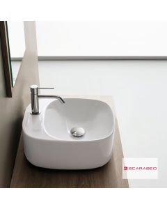 Νιπτήρας Πορσελάνης Moon 42x42 (1 οπή) Scarabeo White 5504-300