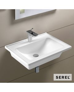 Νιπτήρας Πορσελάνης Slim 60x46 (1 οπή) SEREL White 3001-300
