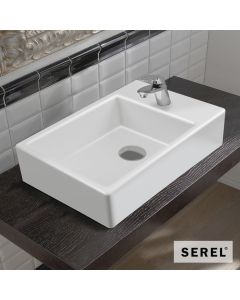 Νιπτήρας Πορσελάνης Tetra 45x28 (1 οπή) SEREL White 2049-300