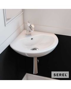 Νιπτήρας Πορσελάνης Γωνιακός Friendly 38,5x38,5 (1 οπή) SEREL White 6736-300
