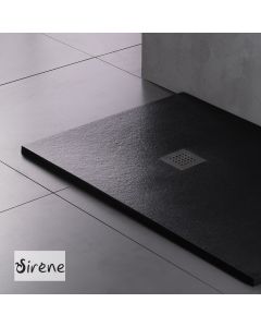 Ντουζιέρα Cast Marble (Χυτό μάρμαρο) με Βαλβίδα Slate 140x80 Sirene Black Matt S14080-401
