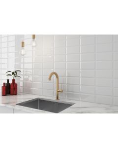 Πλακάκι Τοίχου Κουζίνας 10x20εκ. Λευκό Γυαλιστερό Metro White Glossy