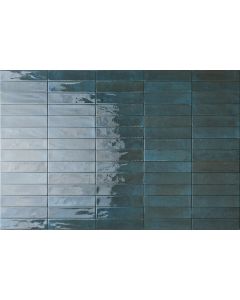 Πλακάκι Τοίχου Τουβλάκι 6*25 εκ. Πορσελανάτο Διπλής Υάλωσης Soho Blue Super Glossy