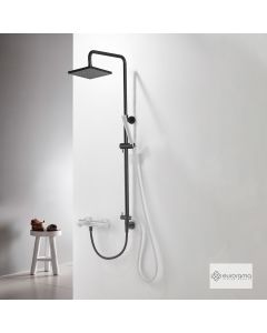 Ρυθμιζόμενη Κολώνα Ντους με κεφαλή 20x20 για σύνδεση μεΜπαταρία Λουτρού, Black Matt 51400S-400