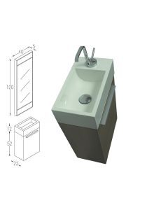 Σετ Έπιπλο Μπάνιου ECO-40 Βάση-Νιπτήρας 40 εκ. τύπου Corian- Καθρέπτη 40*120 εκ., Χρώμα Walnut (Καρυδιά) FT21.040.001W 