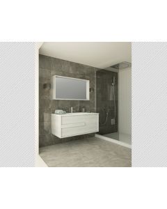 Σετ Έπιπλο Μπάνιου Βάση Π86*Β50*Υ45 εκ.Κ/Π Δρυς Λευκό, Νιπτήρας Solid-Καθρέπτης Savvopoulos Elegance ARK I