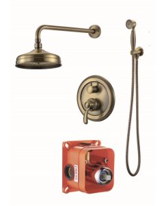 Σετ Εντοιχισμού Ρετρό 2 Εξόδων Μπρονζέ, Κώδωνας Ø20 εκ., Βραχίονας, Παροχή με Στήριγμα, Σπιράλ & Τηλέφωνο Ravelli 20026