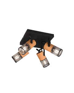 Σποτ Ροζέτα Τετράφωτη 22xH19cm 4xE14 Μαύρο Μέταλλο-Ξύλο Trio Lighting Tosh 804300432