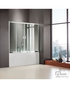 Συρόμενη διπλή πόρτα καμπίνας μπανιέρας AXIS 180 ύψους 140εκ.  ρυθμιζόμενη από 177 έως 181εκ. Clear Chrome SLB2X180T-100