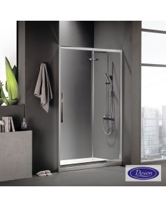 Συρόμενη πόρτα καμπίνας ντουζιέρας Flow 130 ύψους 195εκ.  ρυθμιζόμενη από 127 έως 131εκ. Devon Clean Glass Chrome SLF130C-100