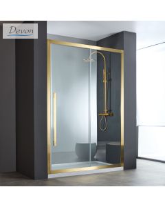 Συρόμενη πόρτα καμπίνας ντουζιέρας Noxx 160 ύψους 200εκ.  ρυθμιζόμενη από 157 έως 159εκ. Devon Clean Glass AISI304 PVD Gold Brushed SLN160C-211