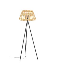 Φωτιστικό Επιδαπέδιο D50xH150cm Μονόφωτο 1xE27 Μαύρο-Πλέγμα Ξύλο Φυσικό Eglo Montezuelo 390155