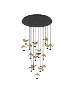 Φωτιστικό Κρεμαστό 17x2,3w Led Dimmable 3000K 4760lm Ø780xH2200mm Ατσάλι Μαύρο-Χρυσό Eglo DRACERA 390341