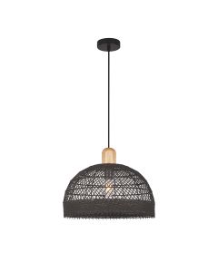 Φωτιστικό Κρεμαστό 40xH120cm Μονόφωτο 1xE27 Ράταν Μαύρο Sun Light LAND-30BL 