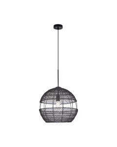 Φωτιστικό Κρεμαστό 40xH120cm Μονόφωτο 1xE27 Ράταν Μαύρο Sun Light LAND-33BL