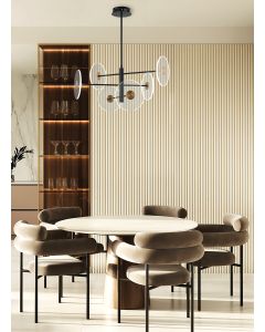 Φωτιστικό Κρεμαστό 92xY161x54 εκ.Led 10 w 3000K 1133 lm Μαύρο με Χρυσές Λεπτομέρειες Viokef Sun 4280100